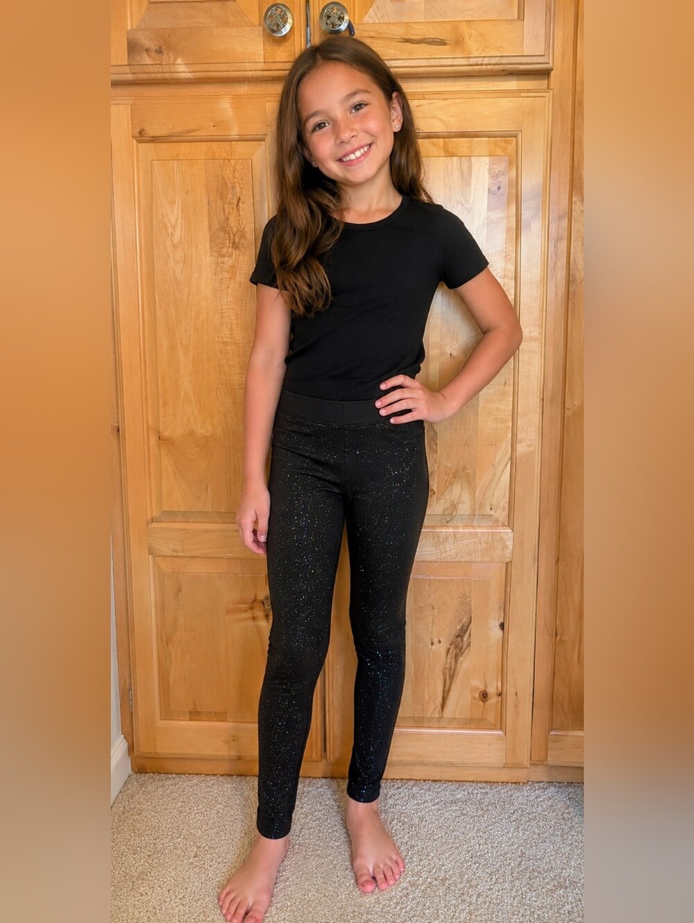 Cat & Jack Black Glitter Dot Leggings